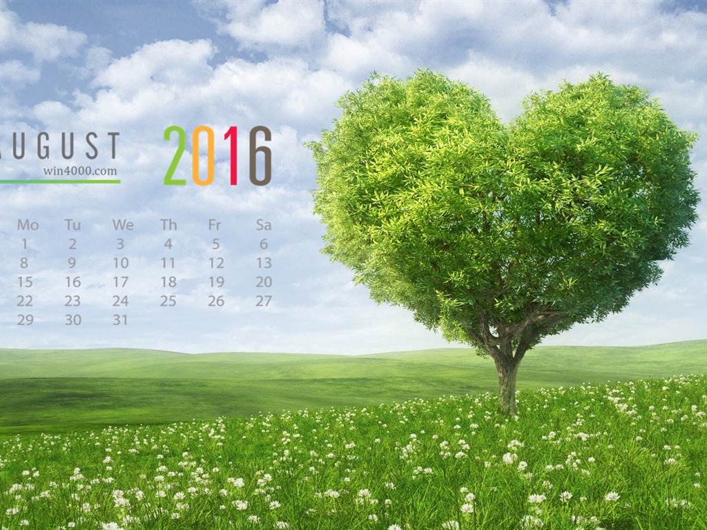 De agosto de el año 2016 fondo de pantalla de calendario (1) #3 - 1024x768