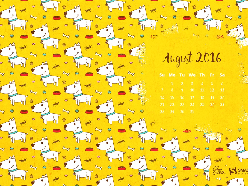 De agosto de el año 2016 fondo de pantalla de calendario (2) #9 - 1024x768