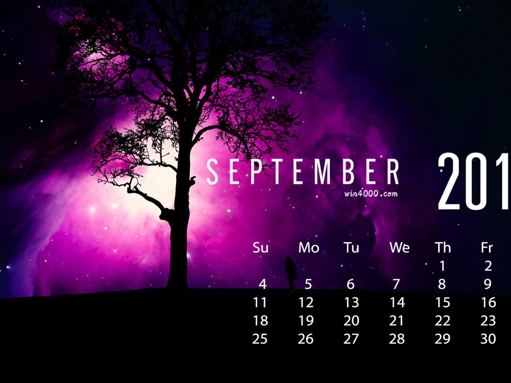 Septembre 2016 calendrier fond d'écran (1) #1 - 1024x768