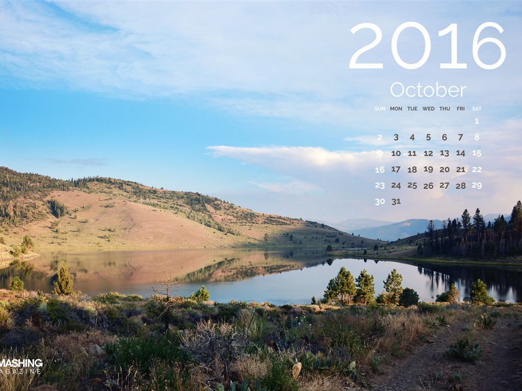 De octubre de el año 2016 fondo de pantalla de calendario (2) #20 - 1024x768