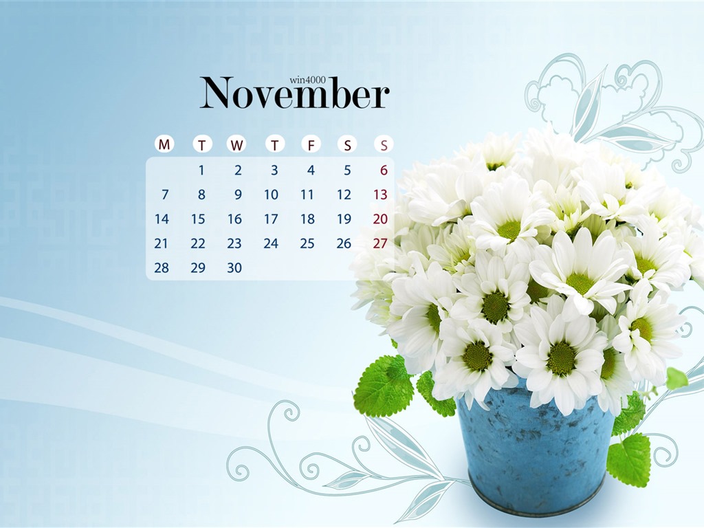 Fondo de escritorio del calendario de noviembre de 2016 (1) #7 - 1024x768