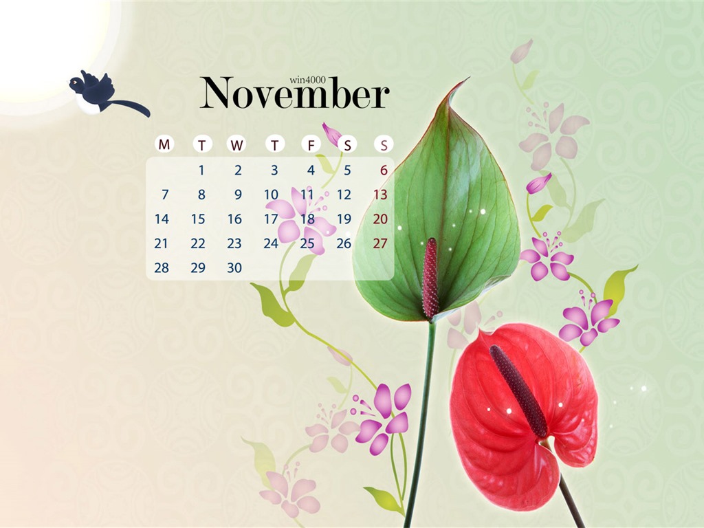 Fondo de escritorio del calendario de noviembre de 2016 (1) #8 - 1024x768