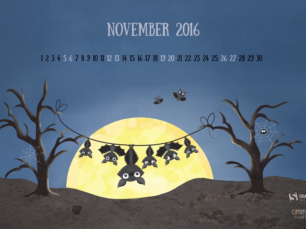 Fond d'écran calendrier Novembre 2016 (2) #15 - 1024x768