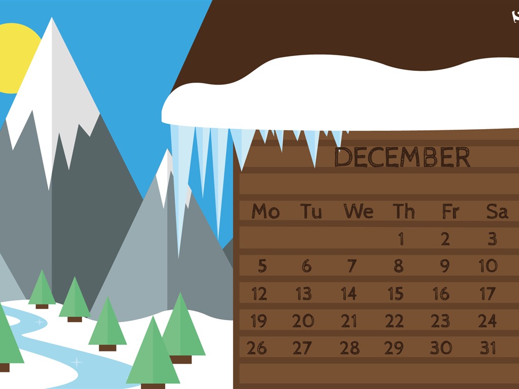 2016年12月クリスマステーマカレンダーの壁紙 (1) #11 - 1024x768
