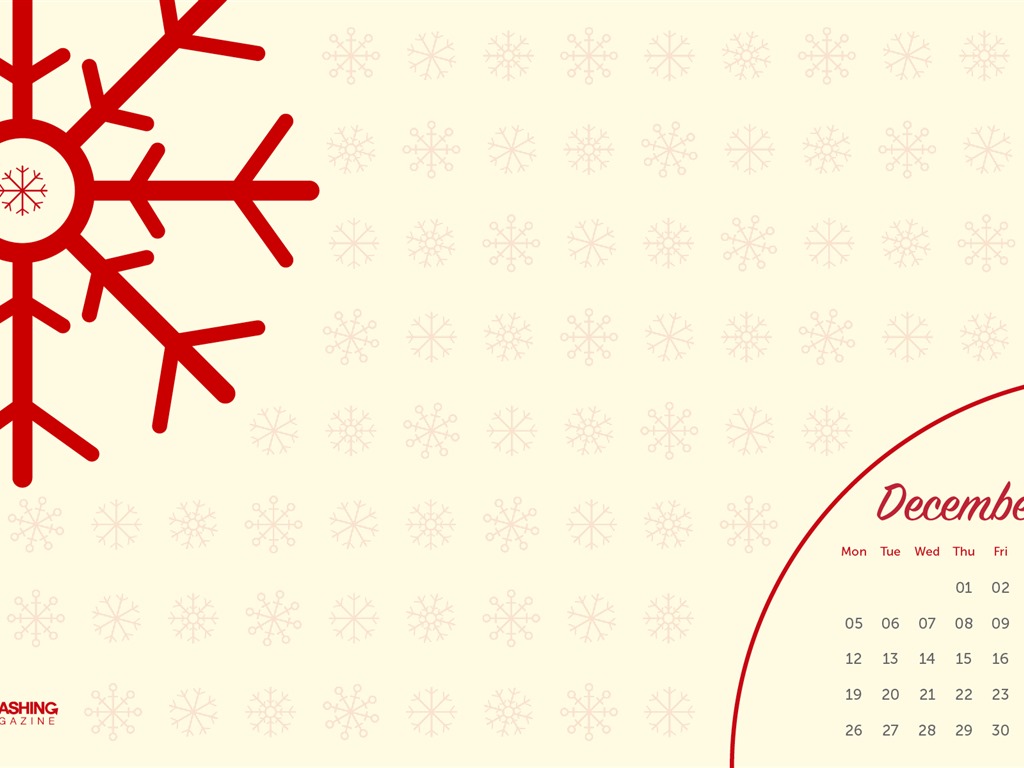 2016年12月クリスマステーマカレンダーの壁紙 (2) #4 - 1024x768