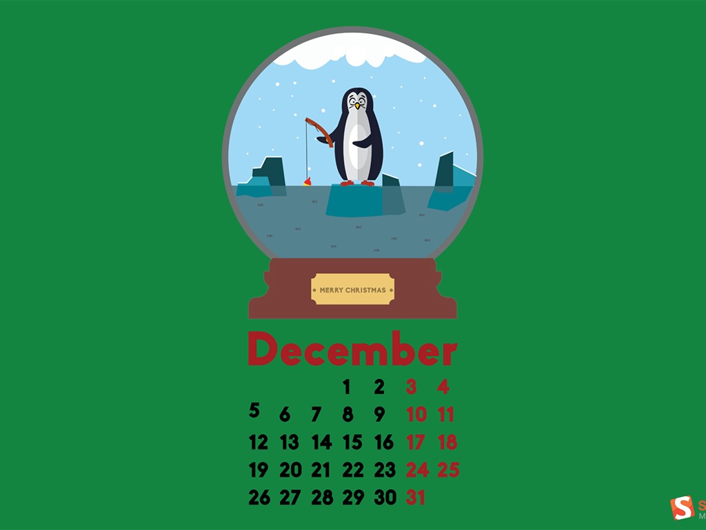 December 2016 Christmas theme calendar wallpaper (2) #8 - 1024x768