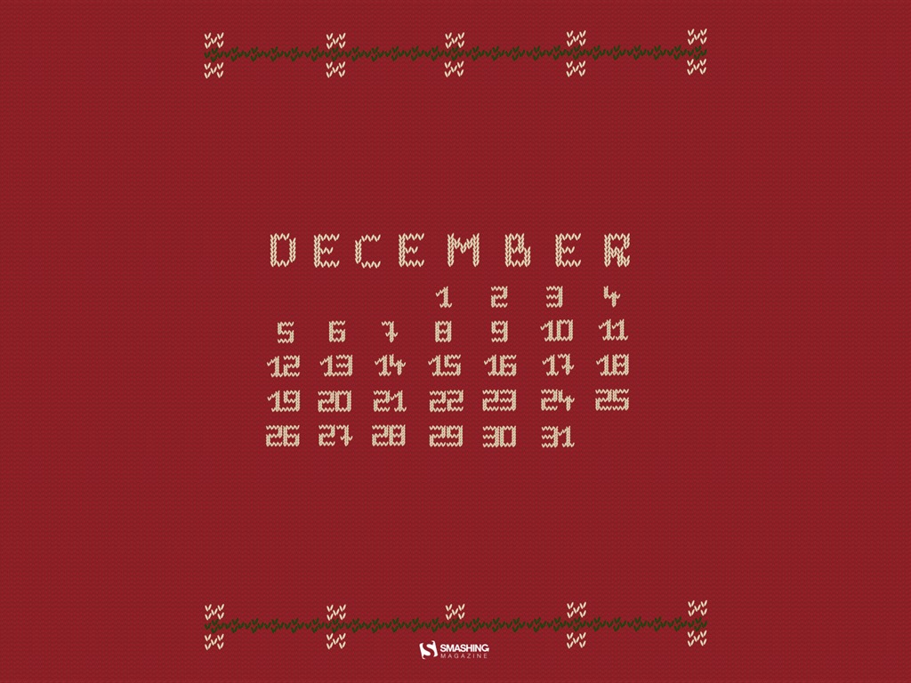 December 2016 Christmas theme calendar wallpaper (2) #12 - 1024x768