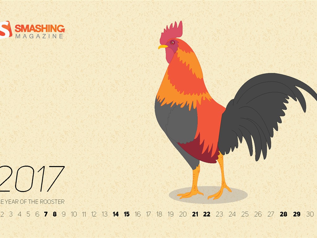 2017年1月 月曆壁紙(一) #1 - 1024x768