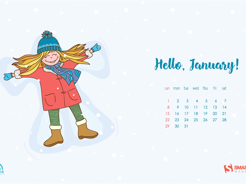 Januar 2017 Kalender Hintergrund (2) #2 - 1024x768