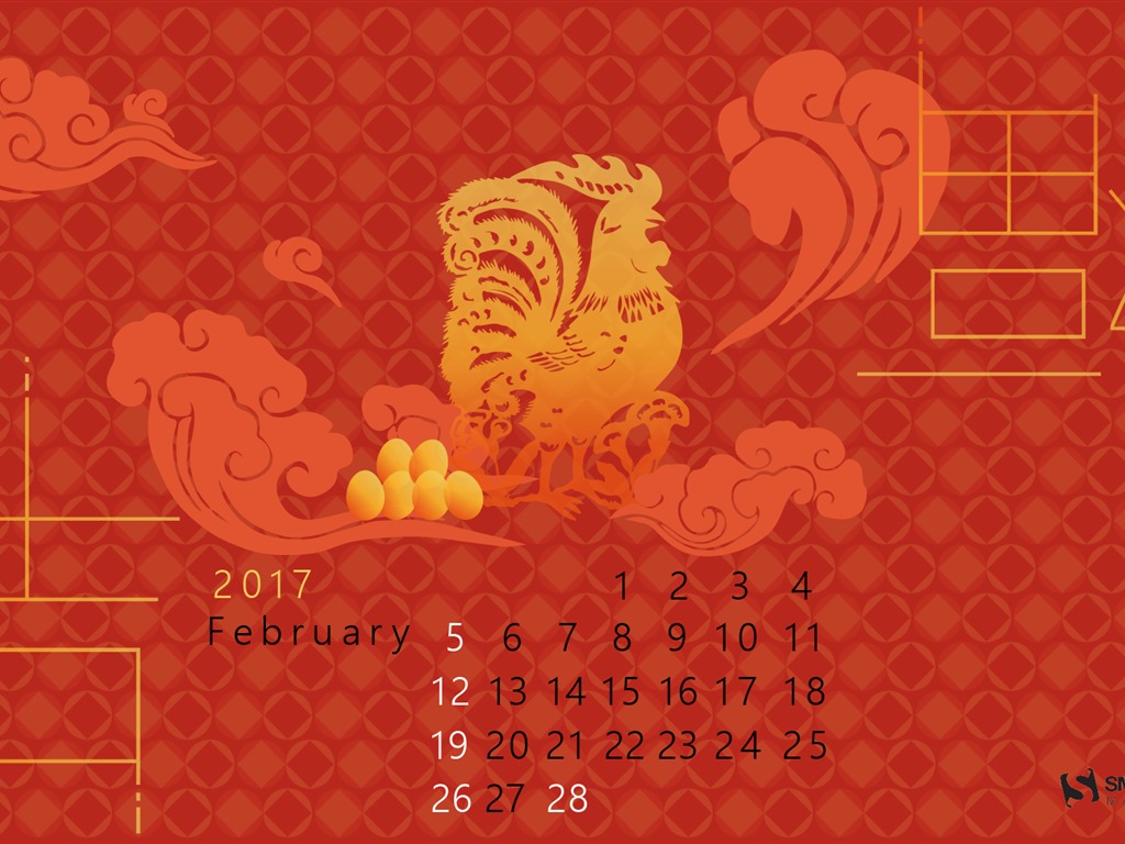 2017年2月のカレンダーの壁紙 (1) #20 - 1024x768