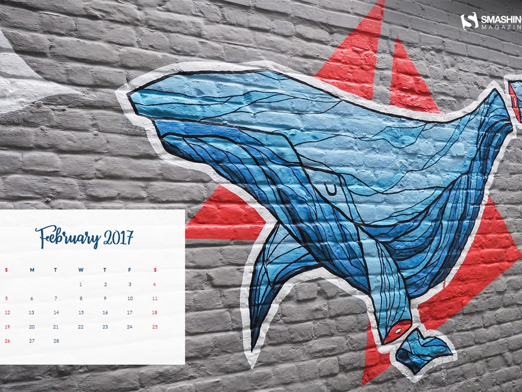 Února 2017 kalendář tapeta (2) #5 - 1024x768