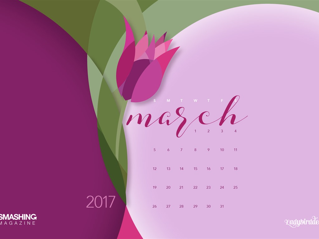 Března 2017 kalendář tapeta (2) #7 - 1024x768