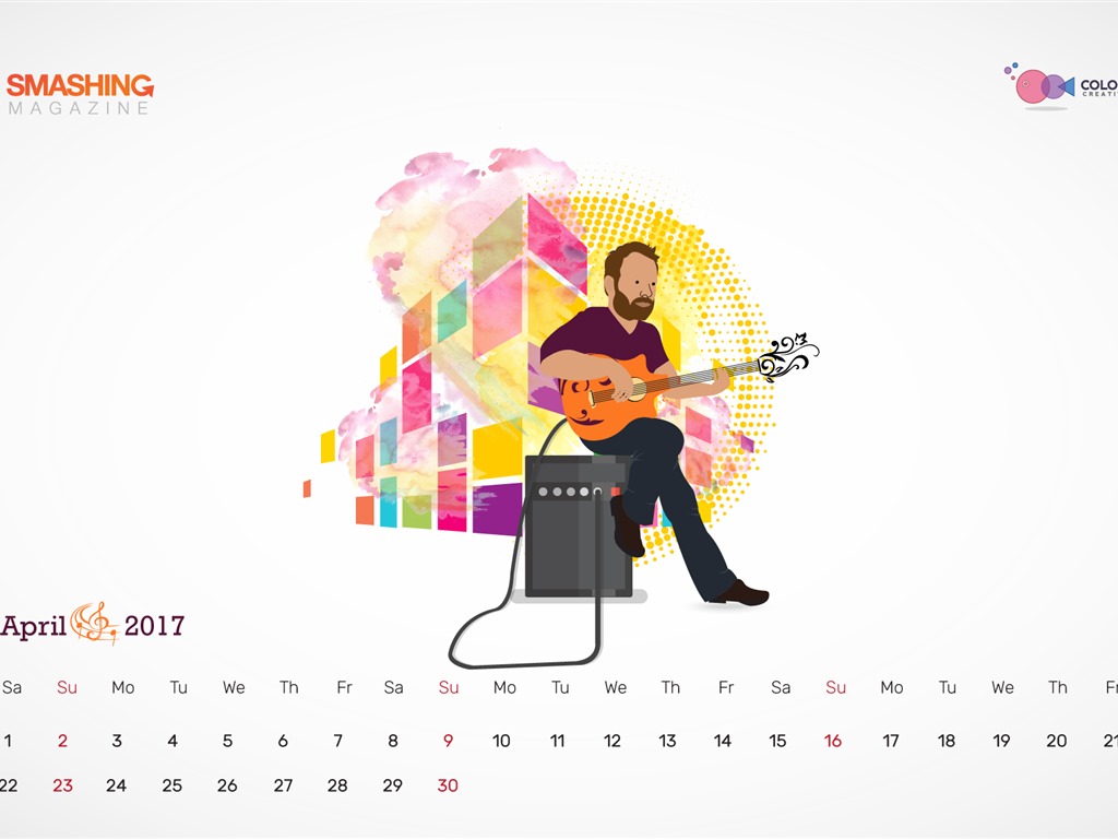 Fondo de pantalla calendario abril 2017 (1) #11 - 1024x768