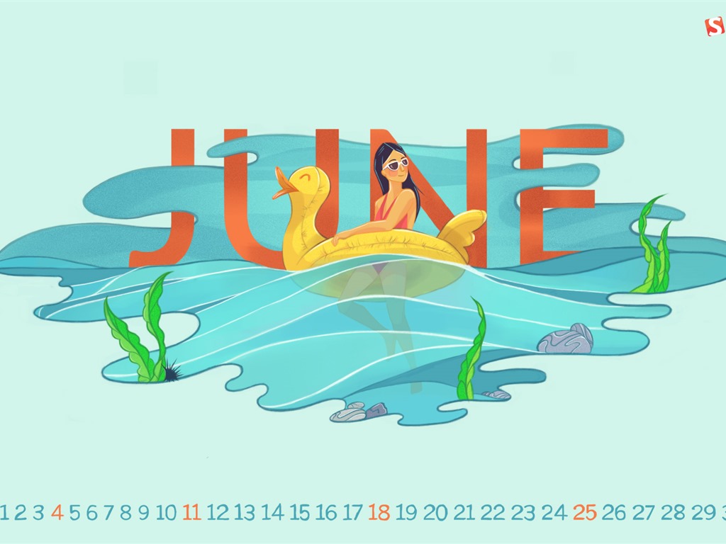 2017年6月のカレンダーの壁紙 #9 - 1024x768