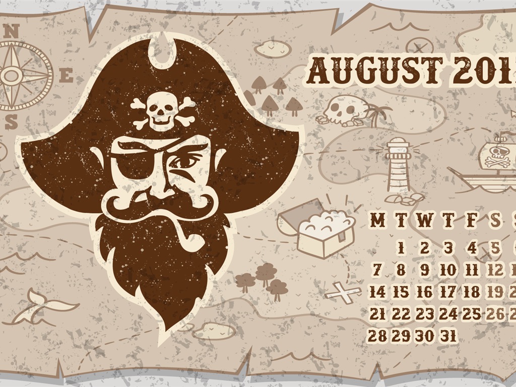 August 2017 Kalender Tapete #2 - 1024x768