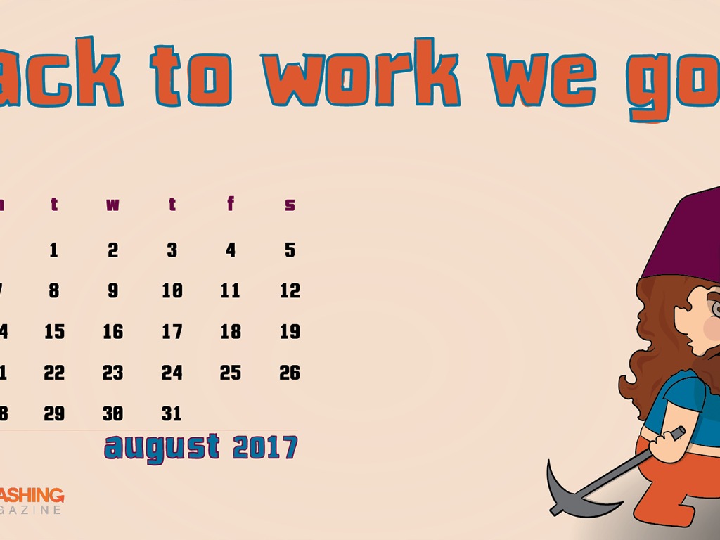 Fondo de escritorio del calendario de agosto de 2017 #3 - 1024x768