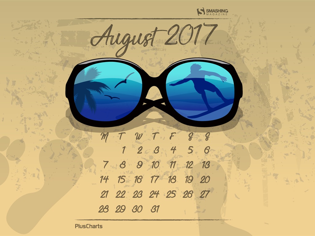 Fondo de escritorio del calendario de agosto de 2017 #21 - 1024x768