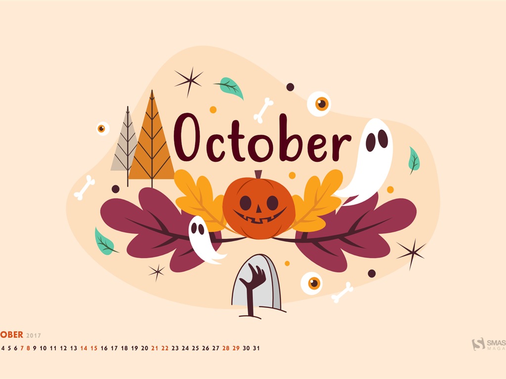 Oktober 2017 Kalender Hintergrundbild #1 - 1024x768