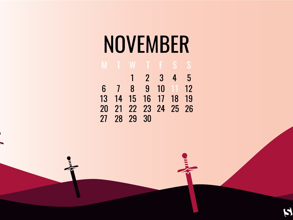 November 2017 Kalendertapete #2 - 1024x768