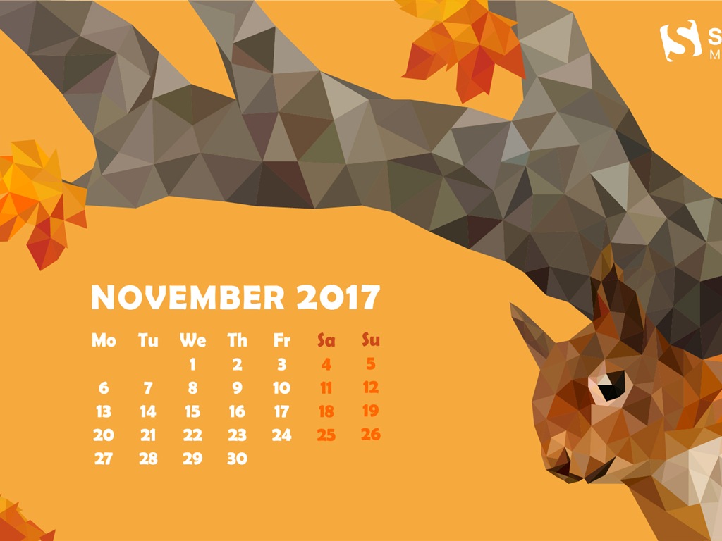 Fond d'écran du calendrier de novembre 2017 #7 - 1024x768