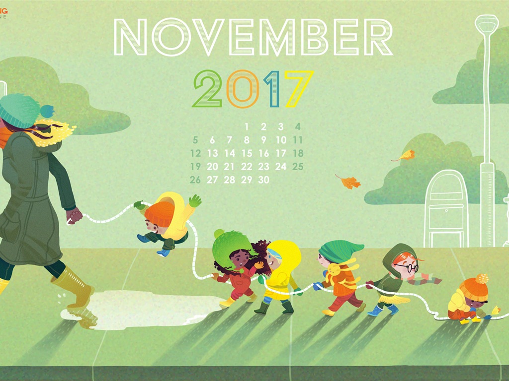 2017年11月のカレンダーの壁紙 #20 - 1024x768