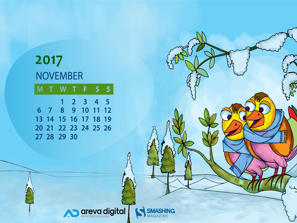Fond d'écran du calendrier de novembre 2017 #27 - 1024x768