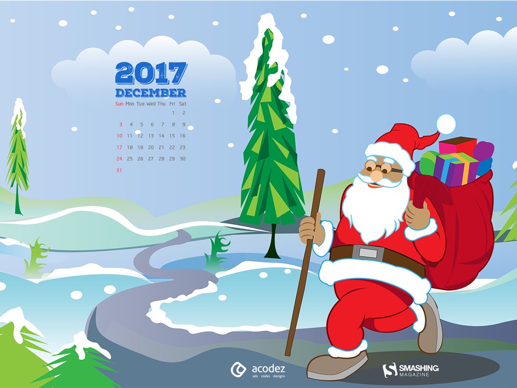 Dezember 2017 Kalender Hintergrund #17 - 1024x768