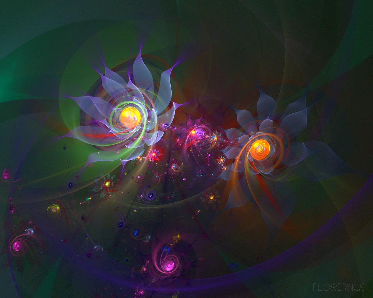 3D rêve abstrait fond d'écran de fleurs #24 - 1280x1024