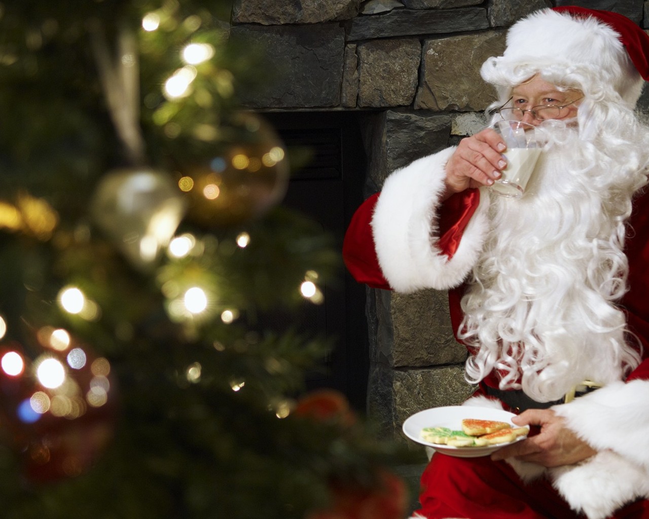 La gente celebra la Navidad Fondos de Inicio #32 - 1280x1024