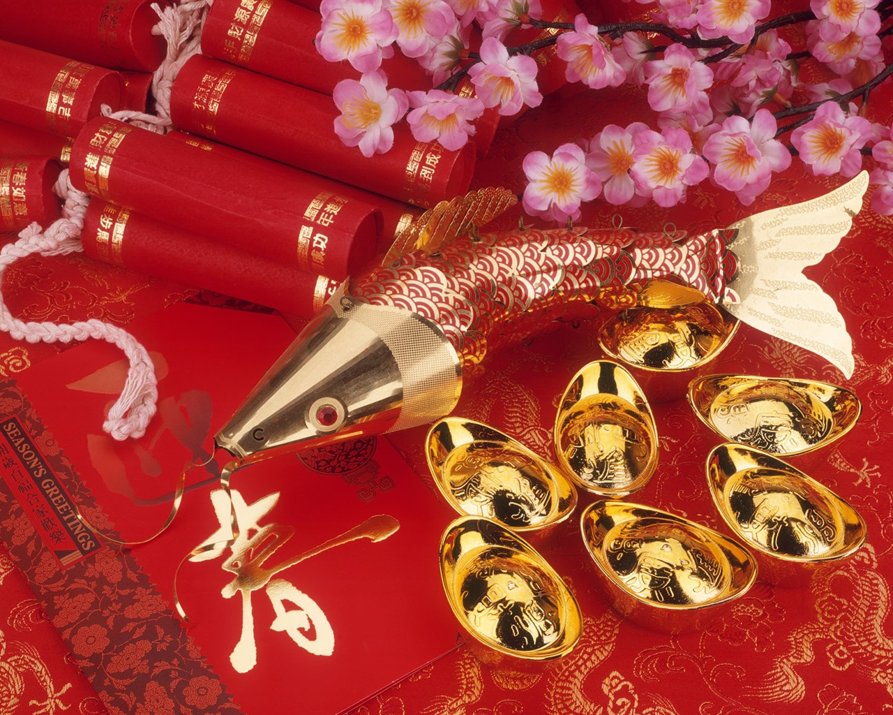 Vent de la Chine papier peint rouge festive #35 - 1280x1024