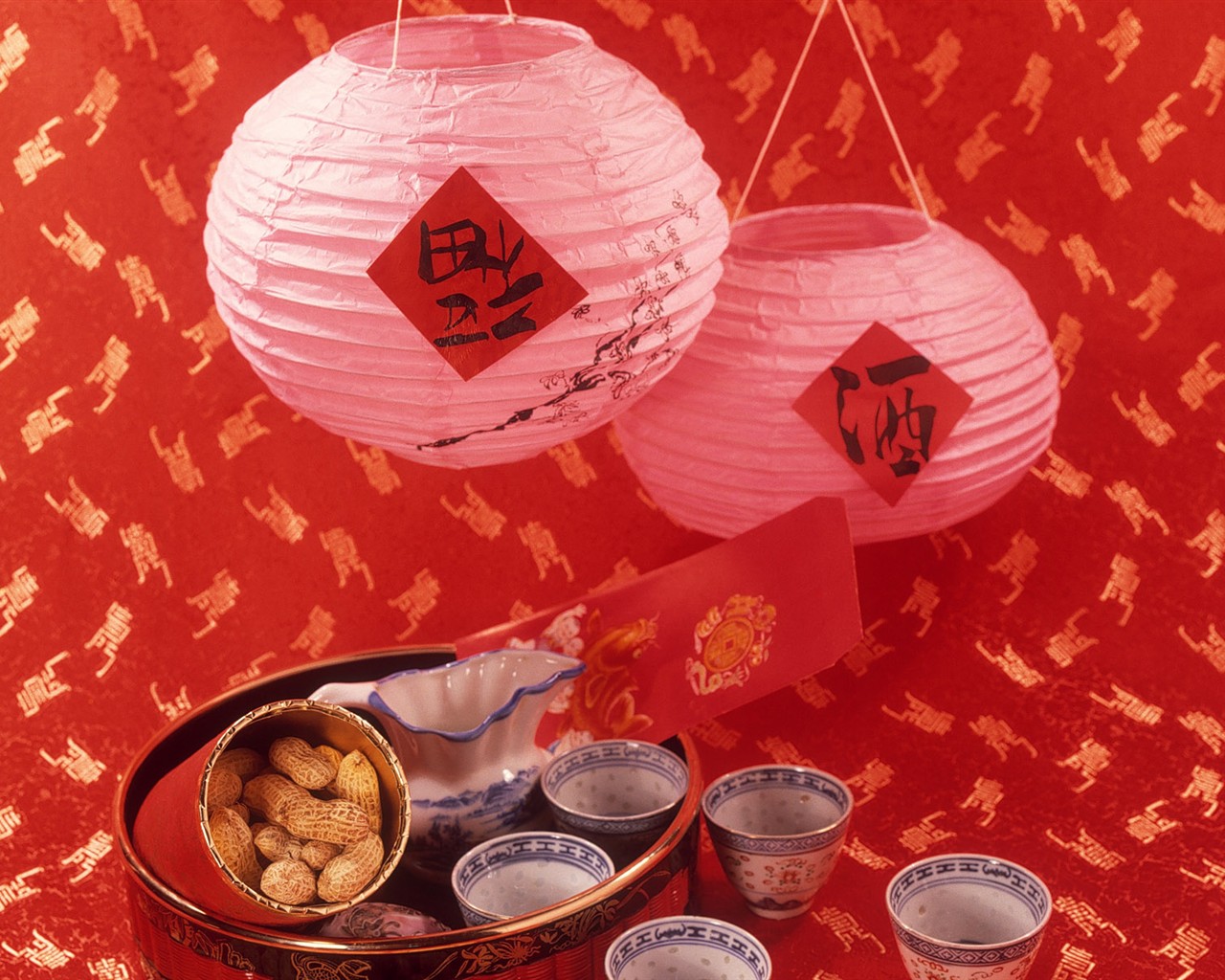 中国風お祭り赤壁紙 #47 - 1280x1024