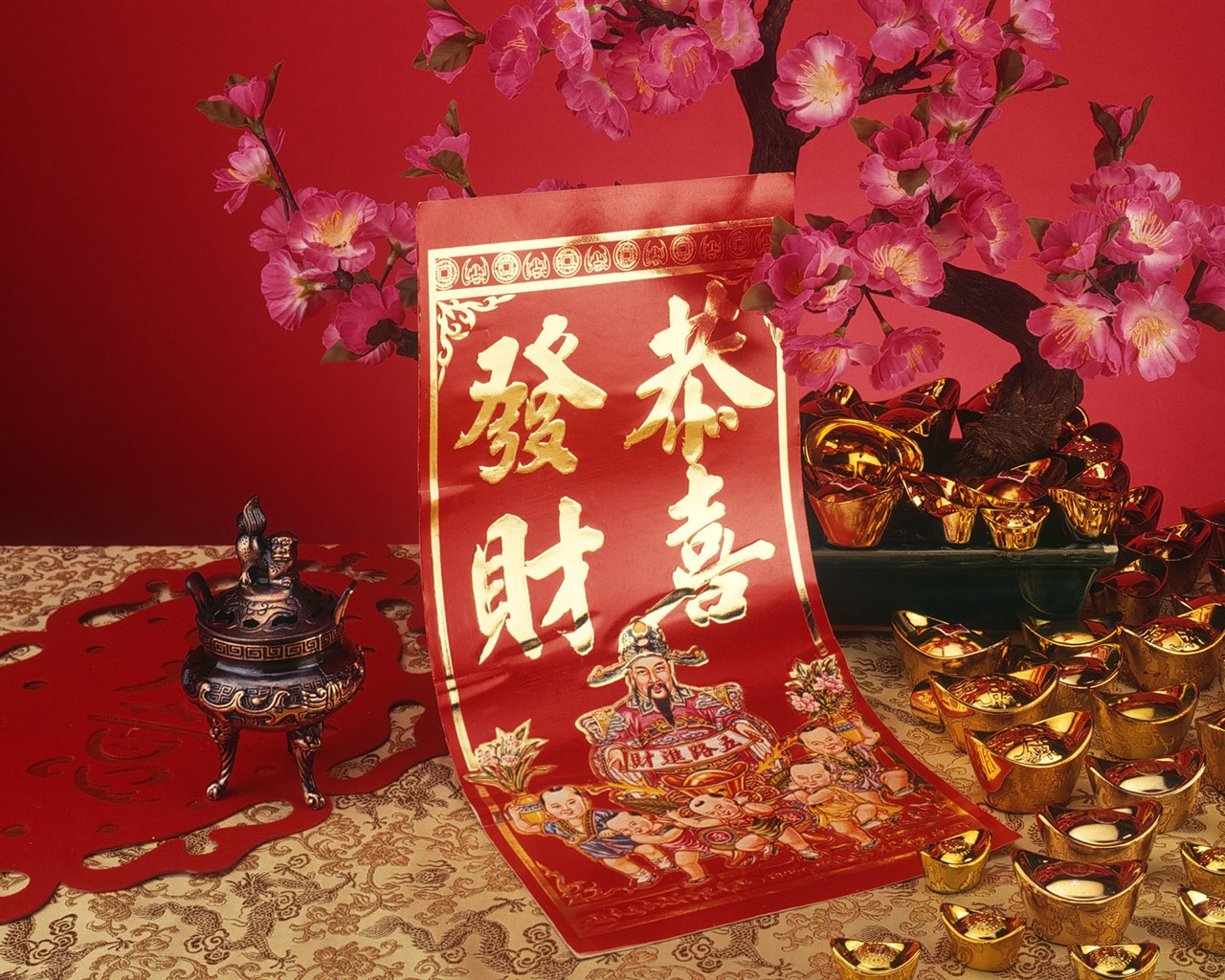 Vent de la Chine papier peint rouge festive #50 - 1280x1024