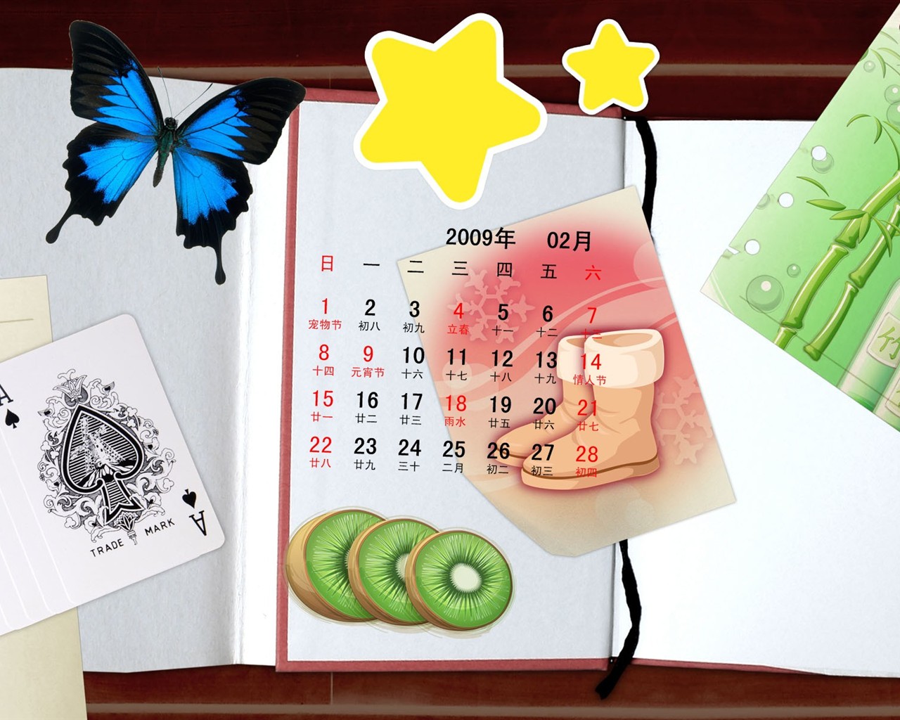 Paperart 09 Jahre im Februar Kalender Wallpaper #6 - 1280x1024