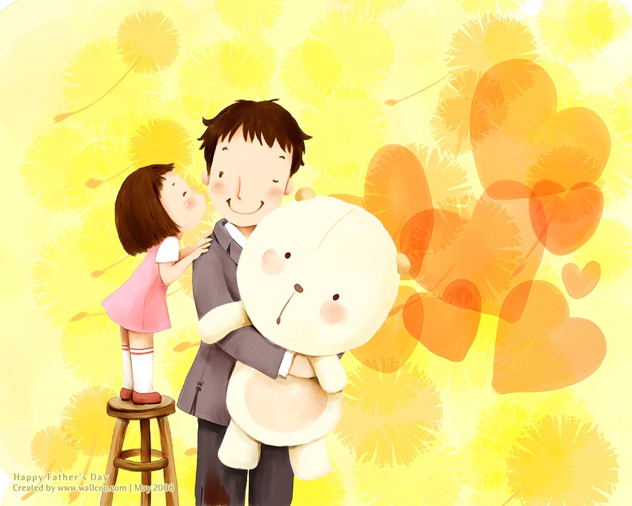 Father's Day theme of South Korean illustrator wallpaper #3 - 1280x1024