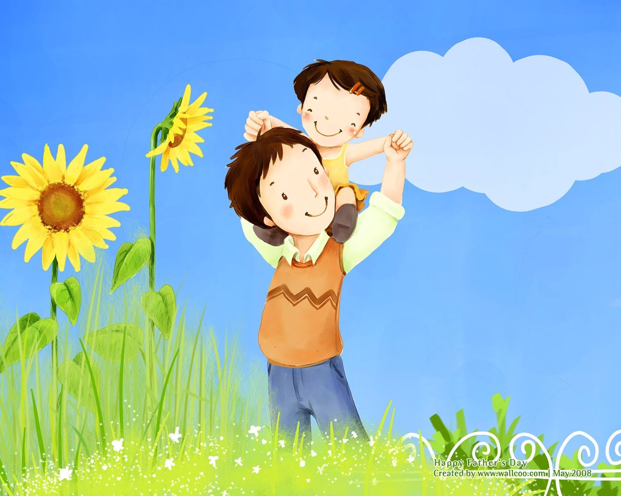 День отца тема южнокорейских обои иллюстратор #11 - 1280x1024