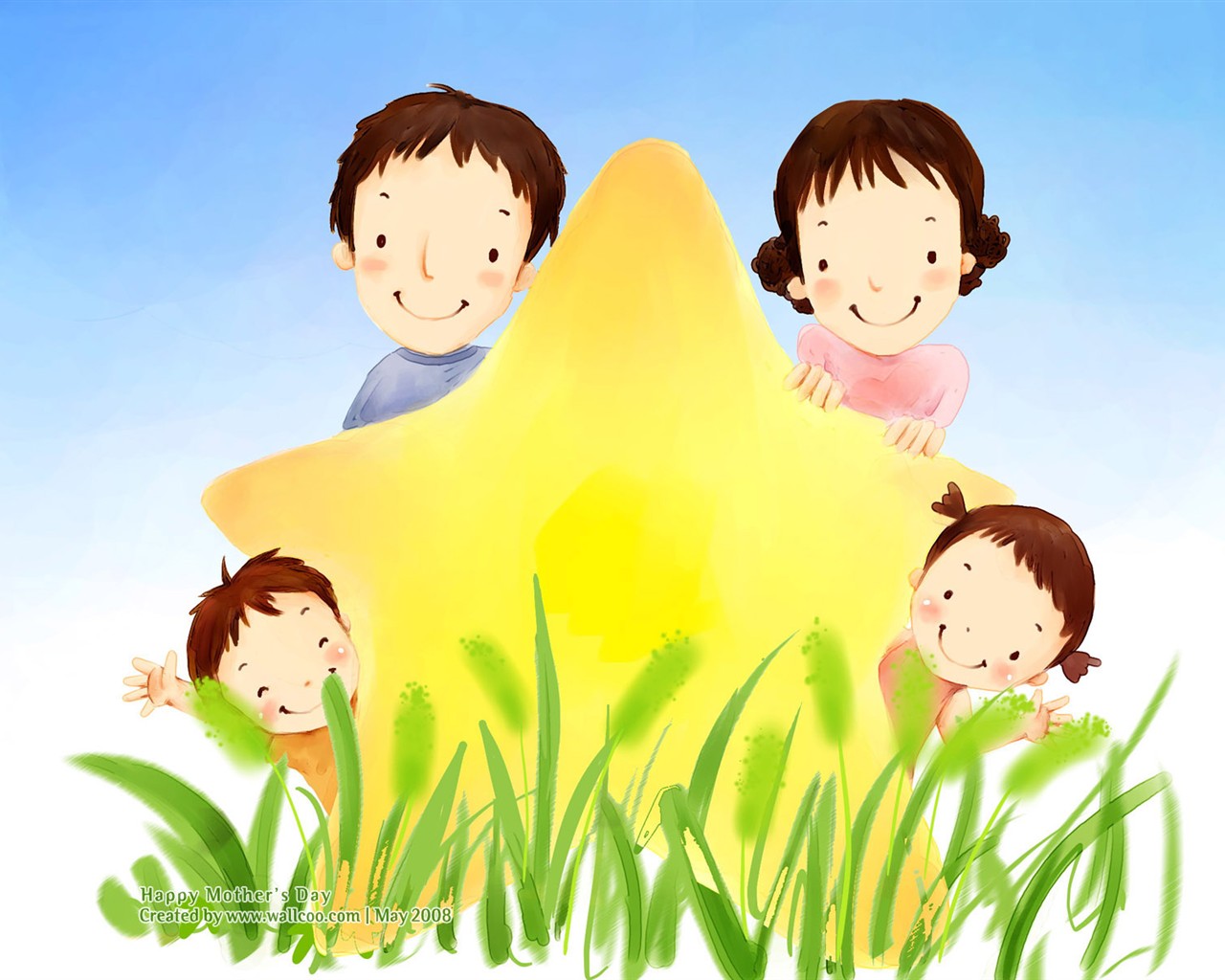 母亲节主题韩国插画壁纸5 - 1280x1024
