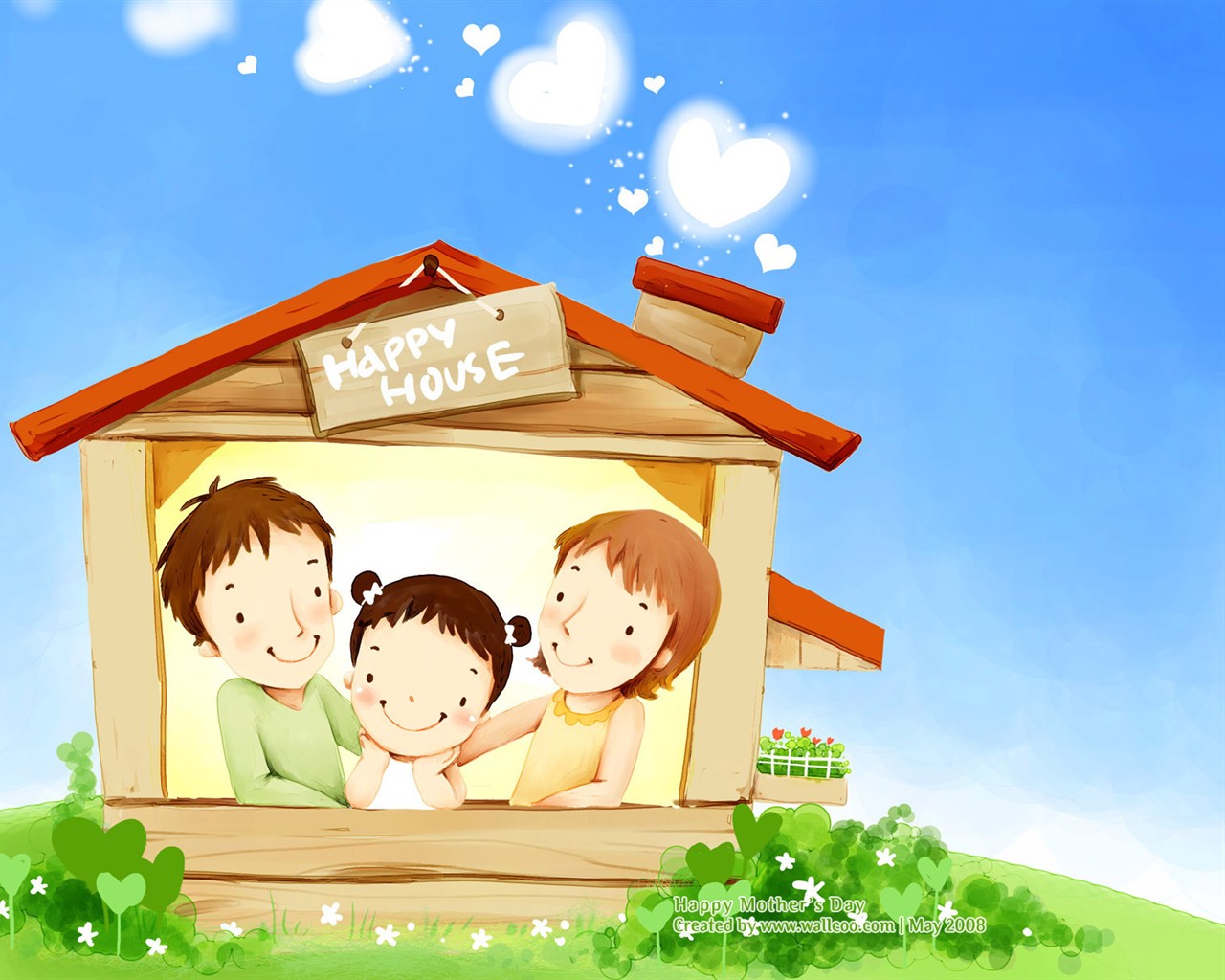 母亲节主题韩国插画壁纸8 - 1280x1024