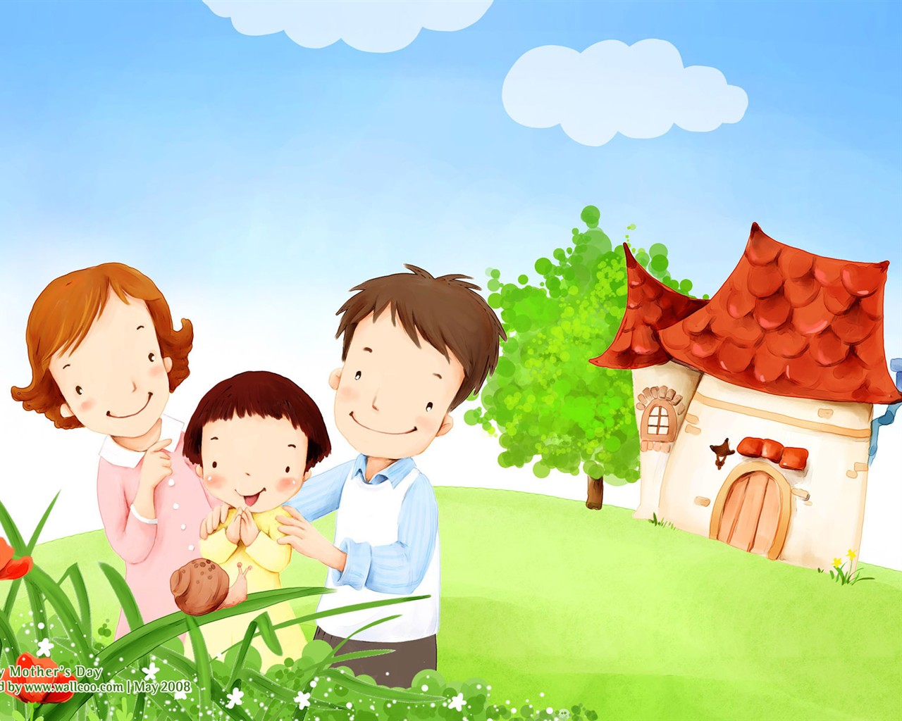 母亲节主题韩国插画壁纸14 - 1280x1024