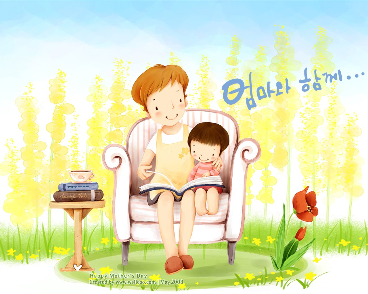 母亲节主题韩国插画壁纸18 - 1280x1024