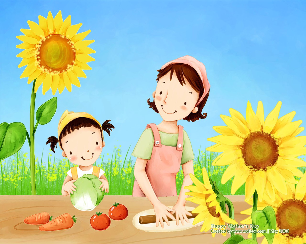 母亲节主题韩国插画壁纸20 - 1280x1024