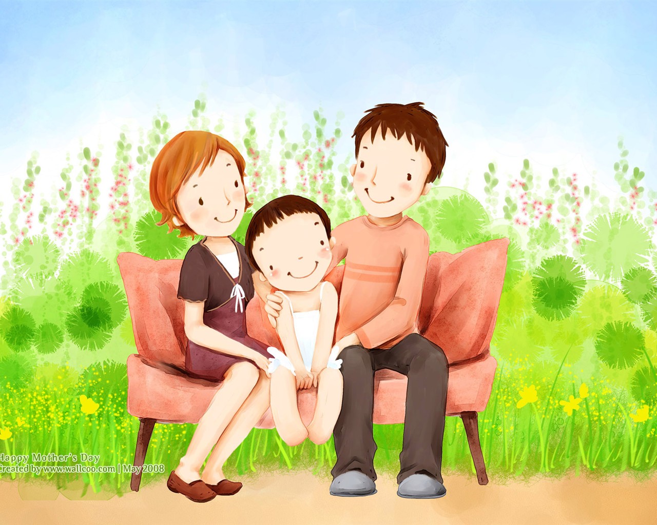 母亲节主题韩国插画壁纸21 - 1280x1024