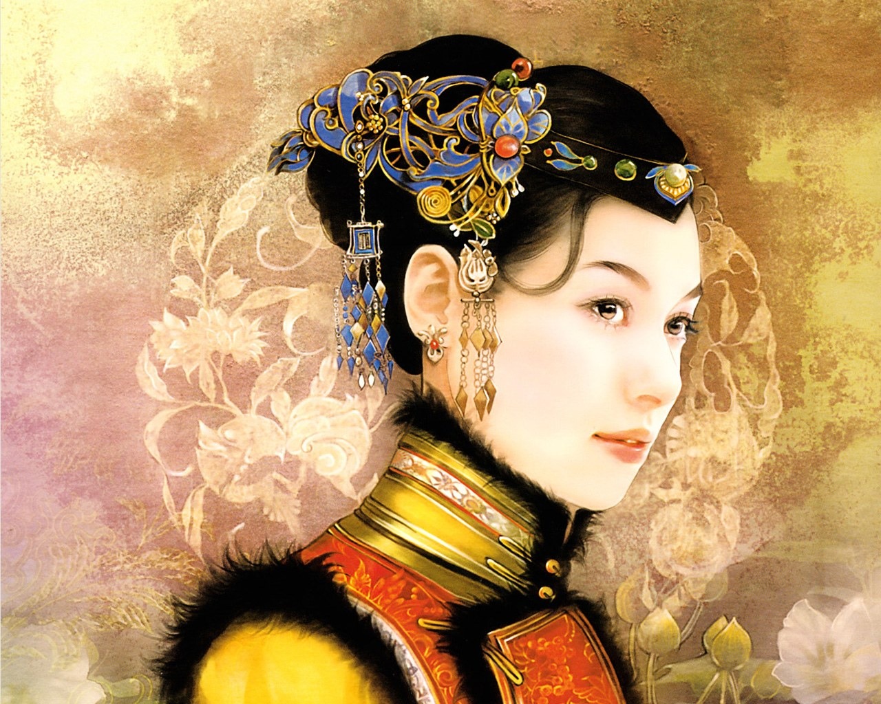 Qing Dynasty Women Painting Wallpaper #3 - 1280x1024