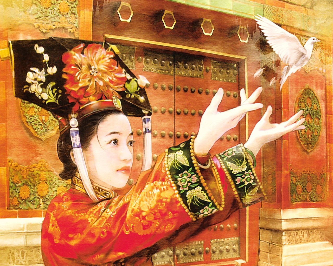 Fondos de la Dinastía Qing Pintura de la Mujer #5 - 1280x1024