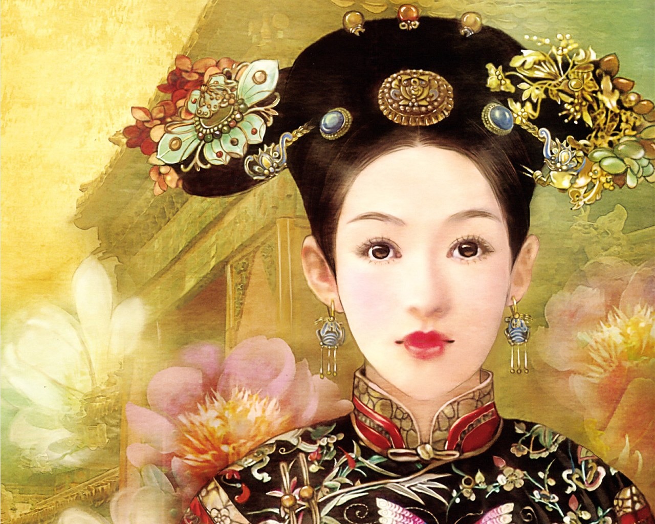 Qing Dynasty Women Painting Wallpaper #8 - 1280x1024