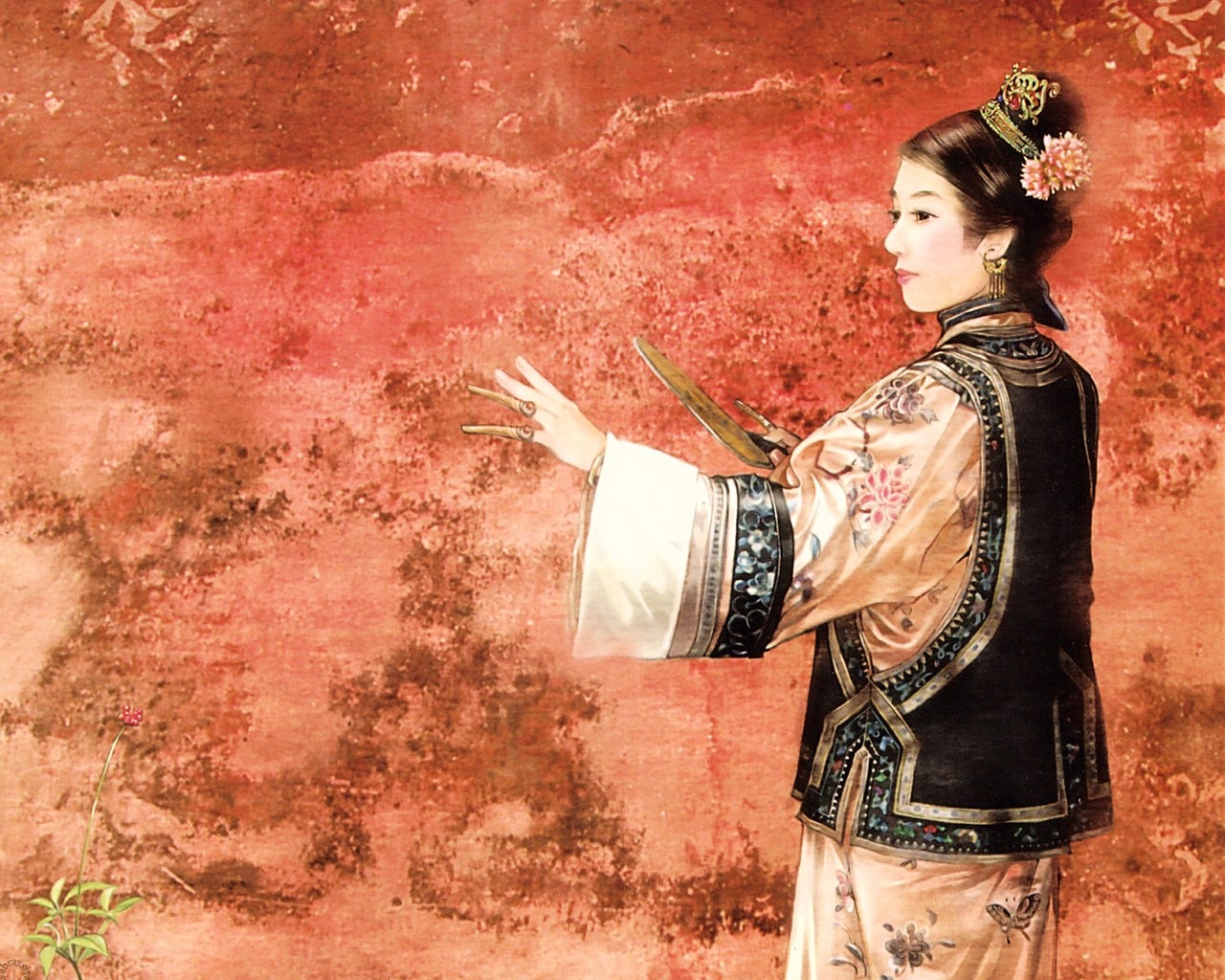 Fondos de la Dinastía Qing Pintura de la Mujer #10 - 1280x1024