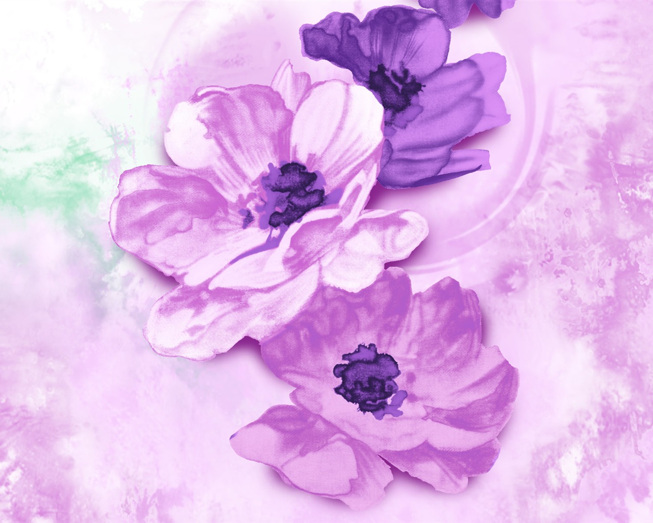 Exquisite Ink Flower Wallpapers #13 - 1280x1024