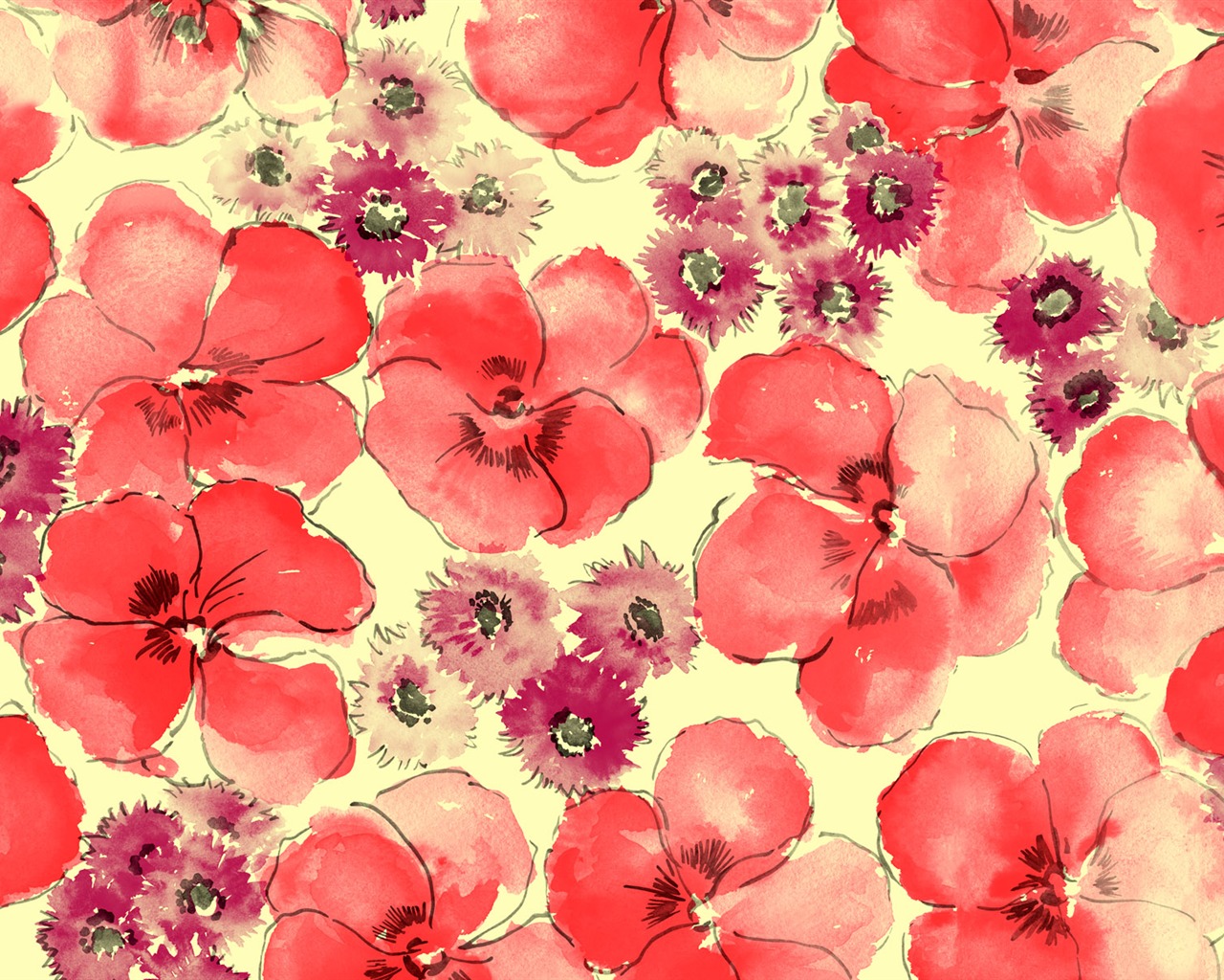Fondos de pantalla de tinta exquisita flor #18 - 1280x1024