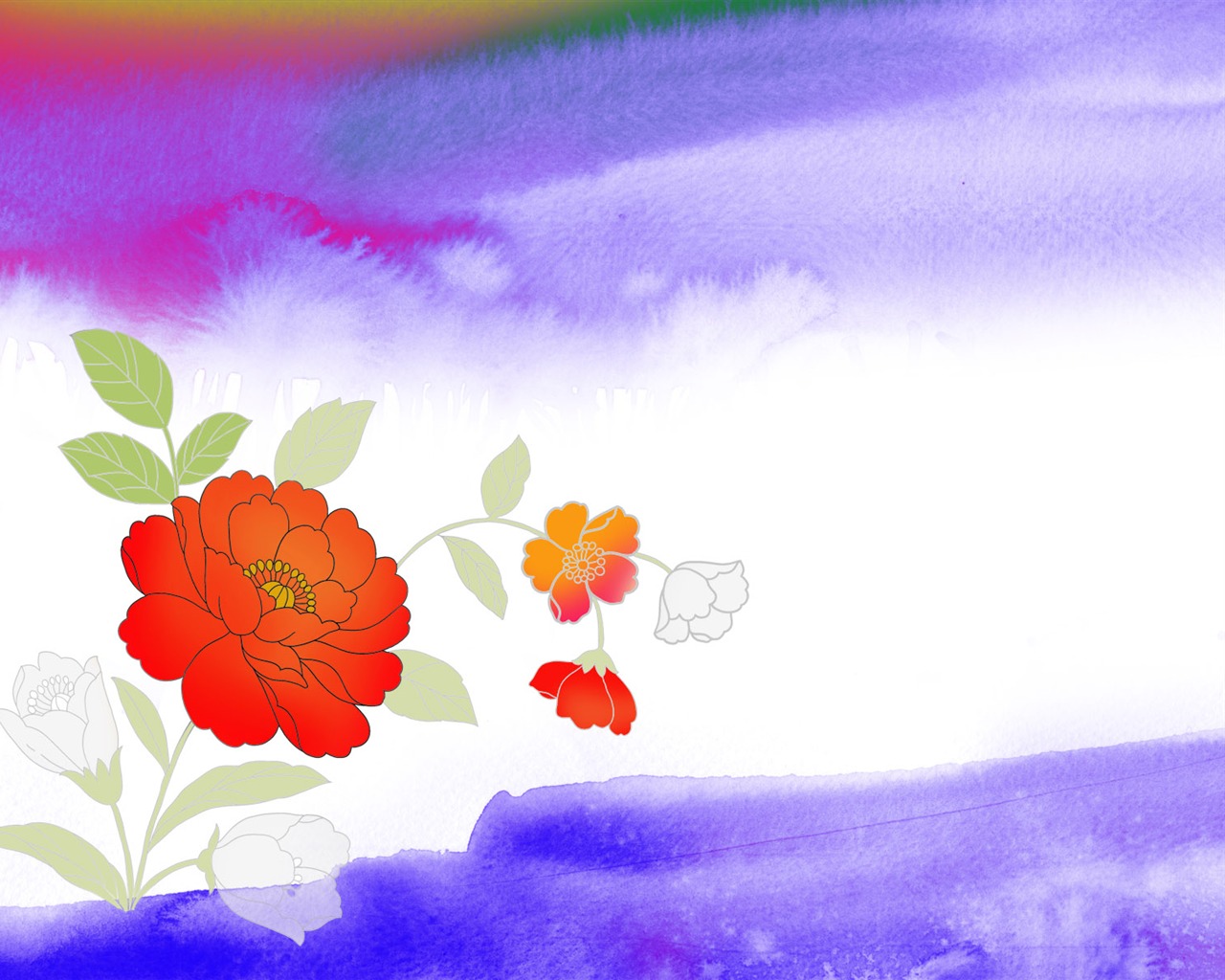 Fondos de pantalla de tinta exquisita flor #23 - 1280x1024