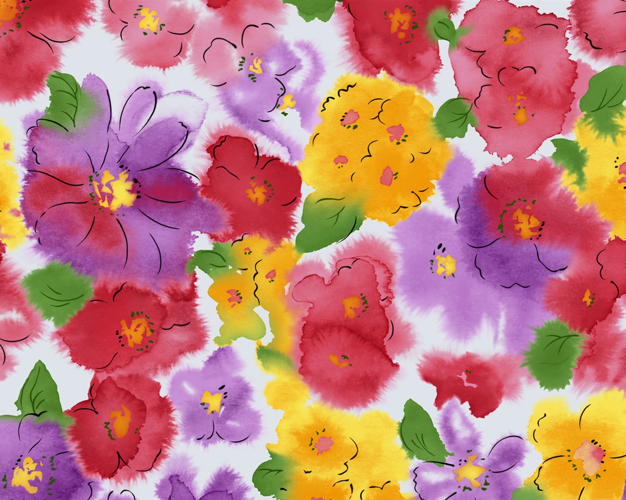 Fondos de pantalla de tinta exquisita flor #32 - 1280x1024