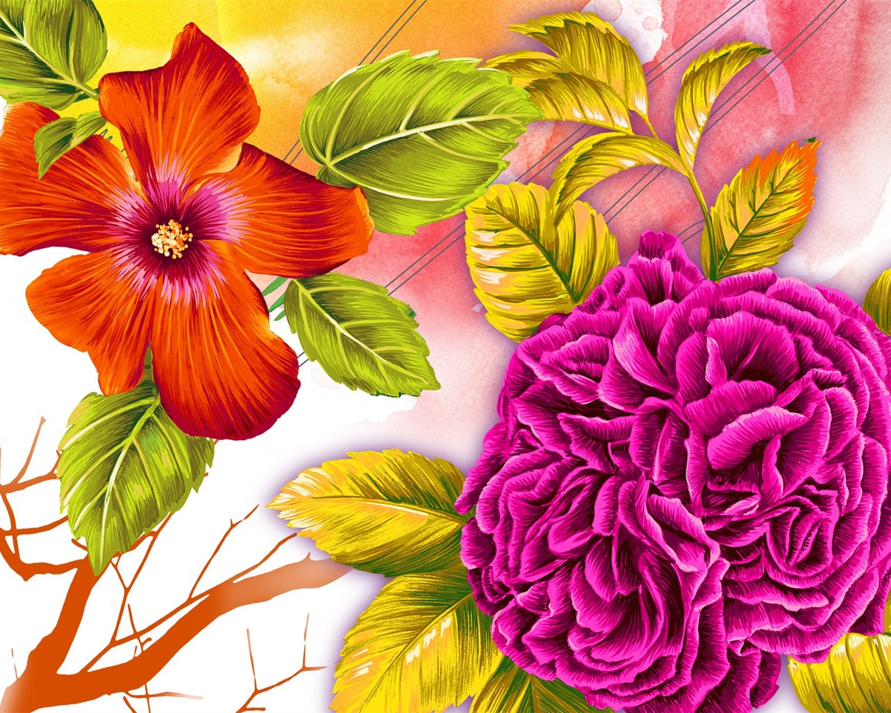 Blumentapete Illustration Design #1 - 1280x1024